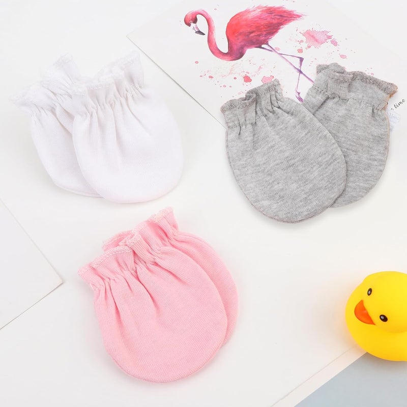 DRESHOW BQUBO Newborn Infant Toddler Mittens No Scratch Cotton Elastic Wrist Gloves Hypoallergenic for 0-6 Months Baby Boys Girls - Image 2